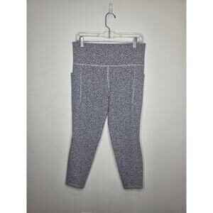 Athleta Salutation Stash black white textured tight leggings w/ pockets - large